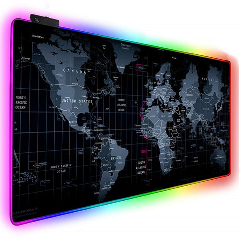 World Map Gaming RGB Mouse Pad. (Choose Size) - mycomputerspot